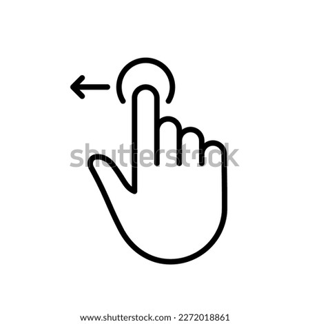 Hand Finger Swipe and Drag Left Line Icon. Pinch Screen, Rotate on Screen Linear Pictogram. Gesture Slide Left Outline Icon. Editable Stroke. Isolated Vector Illustration.