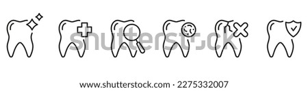 Teeth Whitening Procedure Line Icon Set. Dental Protection. Tooth Health Checkup and Diagnostic Linear Pictogram. Dentistry Symbol. Dental Treatment. Editable Stroke. Isolated Vector Illustration.