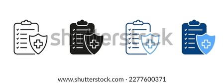 Hospital Diagnostic Document Black and Color Symbol Collection. Patient Diagnosis Report Pictogram. Medical Record Line and Silhouette Icon Set. Information on Clipboard. Isolated Vector Illustration.
