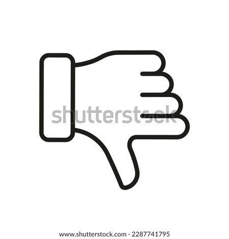 Thumb Down Line Icon. Dislike Finger Down Gesture in Social Media Linear Pictogram. Negative Vote Outline Sign. Disapprove, Rejection Symbol. Editable Stroke. Isolated Vector Illustration.