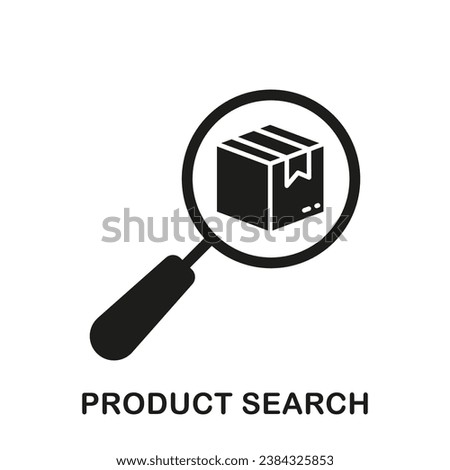 Box with Magnifier Silhouette Icon. Product Search Glyph Pictogram. Find and Identify Parcel, Shipping Information Solid Sign. Warehouse Inventory Symbol. Isolated Vector Illustration.
