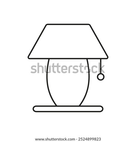 Table Lamp with Shade Line Icon. Bedside Lighting Outline Symbol. Home Lighting with Switch. Editable Stroke. Isolated Vector Illustration.