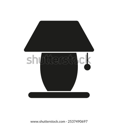 Table Lamp with Shade Silhouette Icon. Bedside Lighting Glyph Symbol. Home Lighting with Switch. Isolated Vector Illustration.