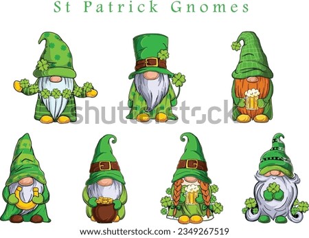 St Patrick Gnomes watercolor set