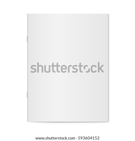 Vector mock up of booklet isolated. Closed vertical magazine, brochure or notebook template on white background. 3d illustration for your design.