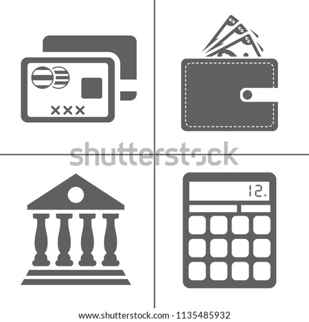 Bank and finance icons set, money icons, vector investment icon