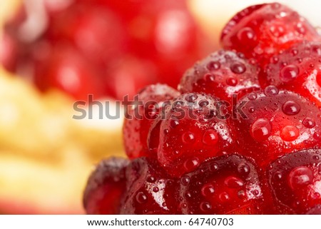 Ð¡lose up background of a red pomegranate fruit seeds