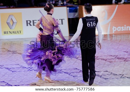 BUCHAREST - APRIL 17: Unknown latin dancers, compete at IDSF (International Dance Sport Federation) Dance Masters on April 17, 2011 in Bucharest, Romania
