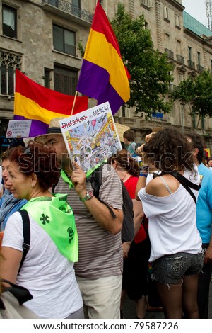 BARCELONA - JUNE 19: Unidentified people protesting, protest called \