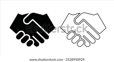 Handshake icon Silhouette and outline vector illustration on white background