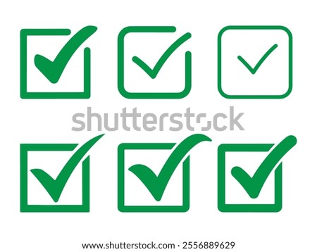 checkmark vector, checkmark icon set, approved symbol, checked checkbox mark, checkmark set, editable line.