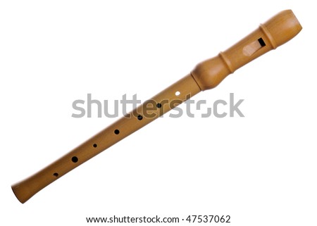 A Wooden Recorder (Block Flute) Isolated On White Background Stock ...