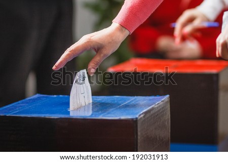 DONETSK, UKRAINE - MAY 11: People voting at one of the polling stations for independence referendum, on may 11, 2014 in Donetsk.
