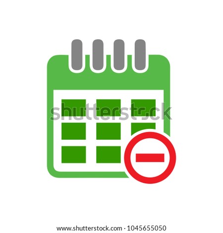 calendar with remove sign icon, day calendar, event calendar