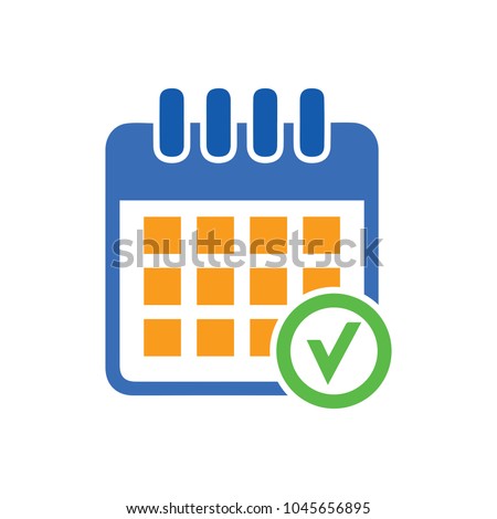 calendar checkmark icon, vector event symbol, day or month icon