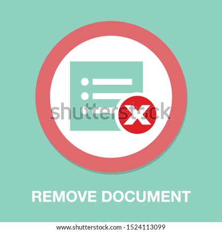 Remove document icon - vector document illustration with Remove mark