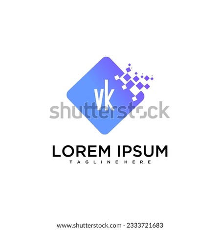 VK initial monogram for technology logo with square style design