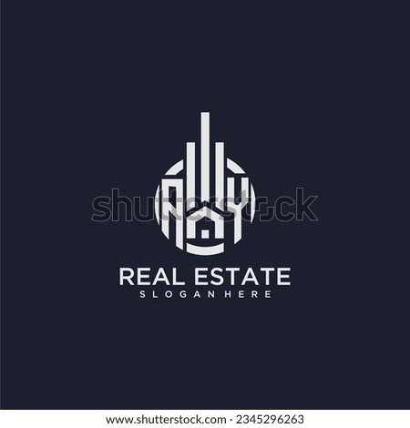 AY initial monogram logo for real estate with creative circle design vector