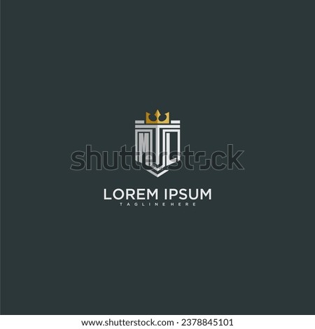 ML initial monogram for crown and shield logo design