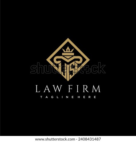 JS initial monogram logo for lawfirm with pillar in creative square design