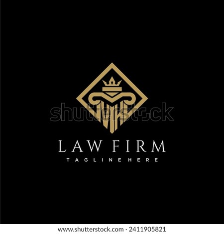 VK initial monogram logo for lawfirm with pillar in creative square design