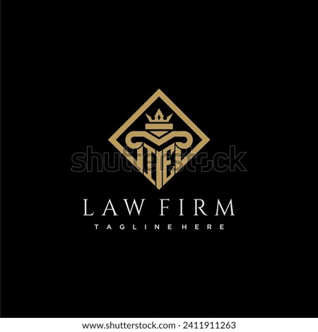 IE initial monogram logo for lawfirm with pillar in creative square design