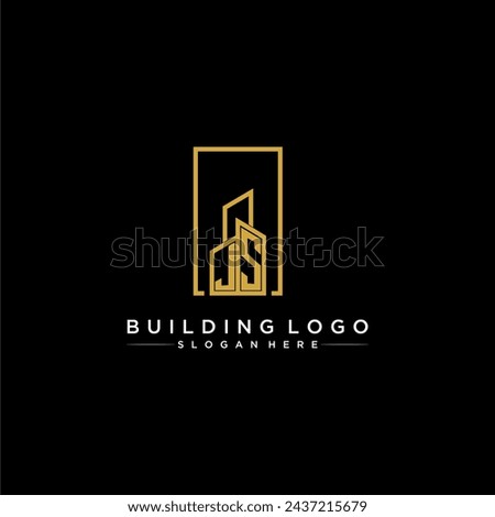 JS initial monogram building logo for real estate with creative square style design