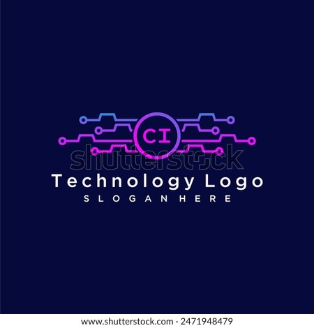 CI initial monogram for technology logo with circle style design