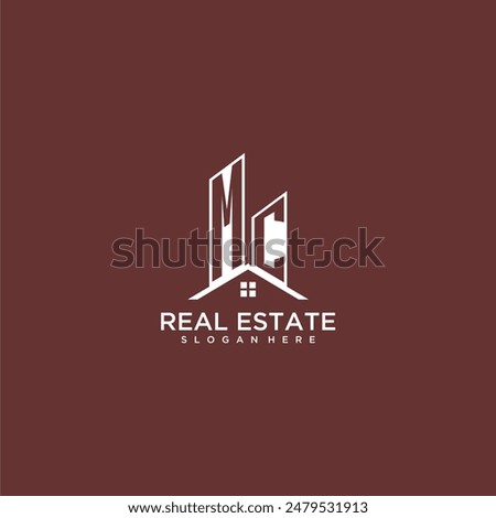 MC initial monogram building and roof logo for real estate