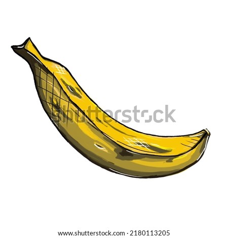 one banana painted in guache cartoon style illustration Foto stock © 