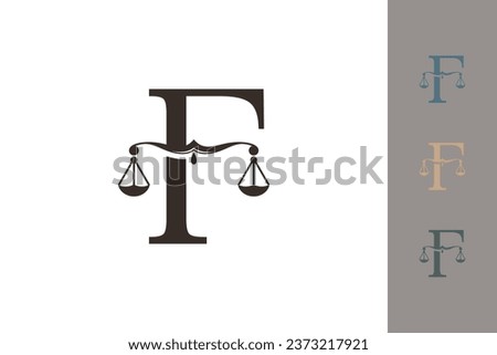 justice law logo with letter f logo design concept