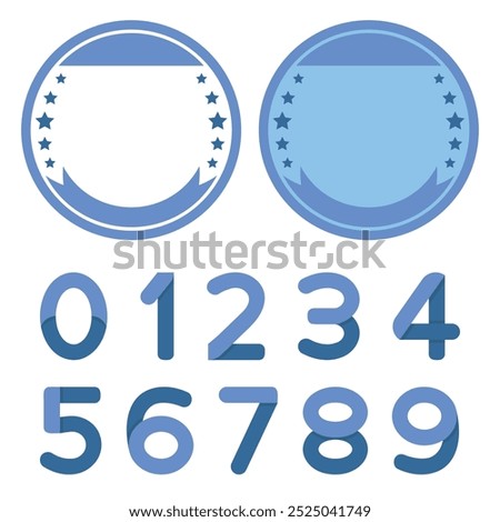 Blue Seals Template with Personalized Numbers - Transparent, Filled and Circular Seals.