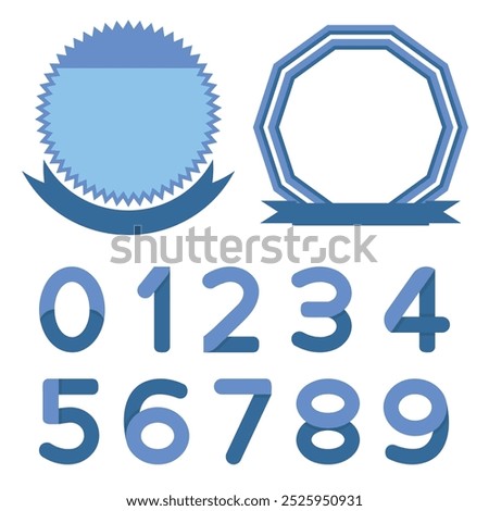 Blue Seals Template with Personalized Numbers - Transparent, Filled, Zig Zag Circle and Decagon Seals.