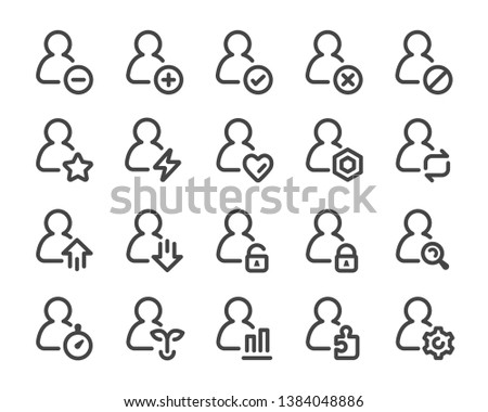 person and user thin line icon set,vector and illustration