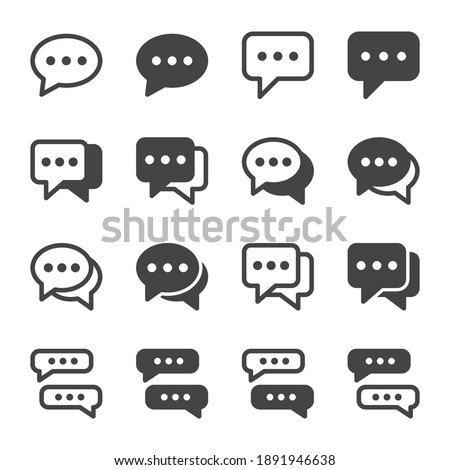 speech bubble and chat box with dots icon set,vector and illustration