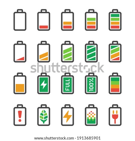 battery icon set,vector and illustration
