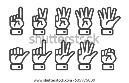 finger counting  line icon