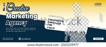 vector trendy digital marketing agency with services details cover banner design template