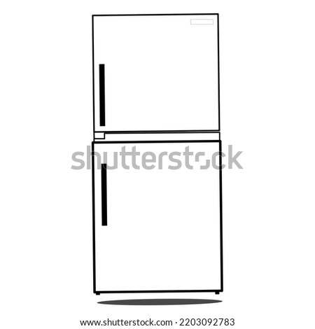 Hand drawn fridge or vector cartoon, illustration isolated on a white background. hand drawn, sketch style.