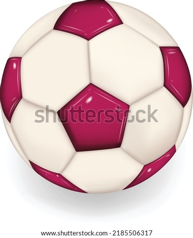 World football cup 2022 with realistic 3d soccer ball. Qatar flag colors on white background
