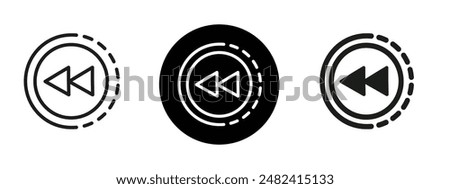 playback icon set, replay button vector symbol, restart video sign, replay button icon in filled and outlined style, symbol for web and mobile, 