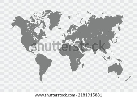 World Map grey Color on White Background quality files Png