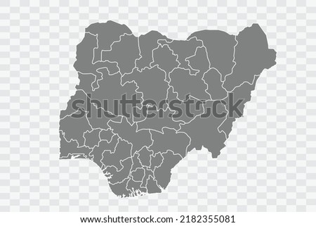 Nigeria Map grey Color on White Background quality files Png