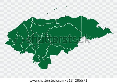 Honduras Map green Color on White Background quality files Png