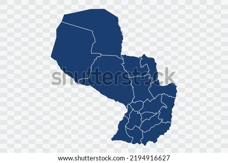 Paraguay Map dark blue Color on White Background quality files Color (043B72) png