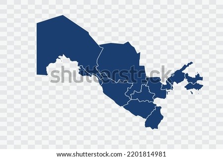 Uzbekistan Map dark blue Color on White Background quality 