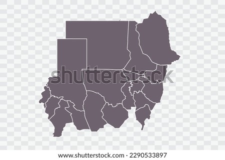 Sudan Map Grey Color on White Background quality files Png