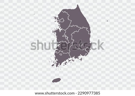 South Korea Map Grey Color on White Background quality files Png