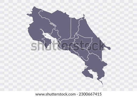 Costa Rica Map  pewter Color on White Background quality files Png
