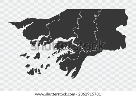 Guinea Bissau Map Shadow Color on White Background quality files Png